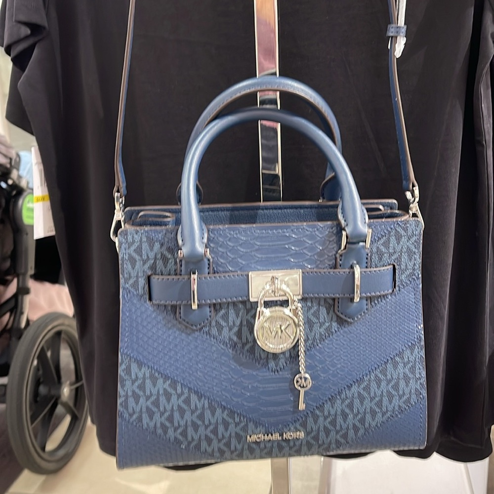 Michael Kors Hamilton Small Satchel Shoulder Crossbody Bag 
Navy Multi 
NWT - Picture 14 of 16